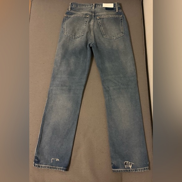 Re/done 90s High-Rise Relaxed Distressed Straight-Leg Jeans 27 - Picture 3 of 5